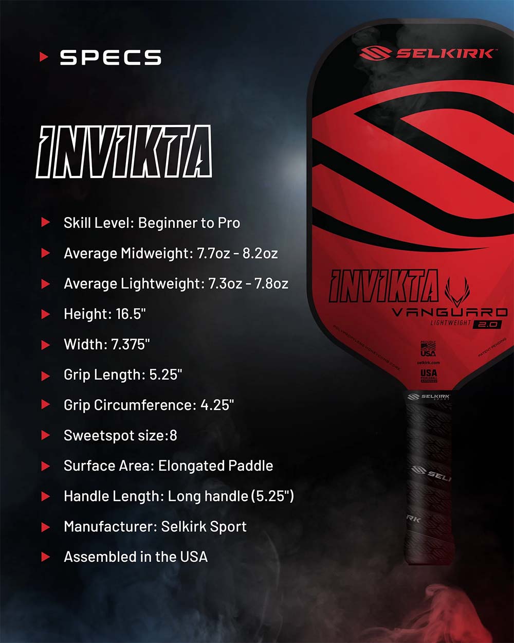 Selkirk Vanguard 2.0 Invikta Pickleball Paddle