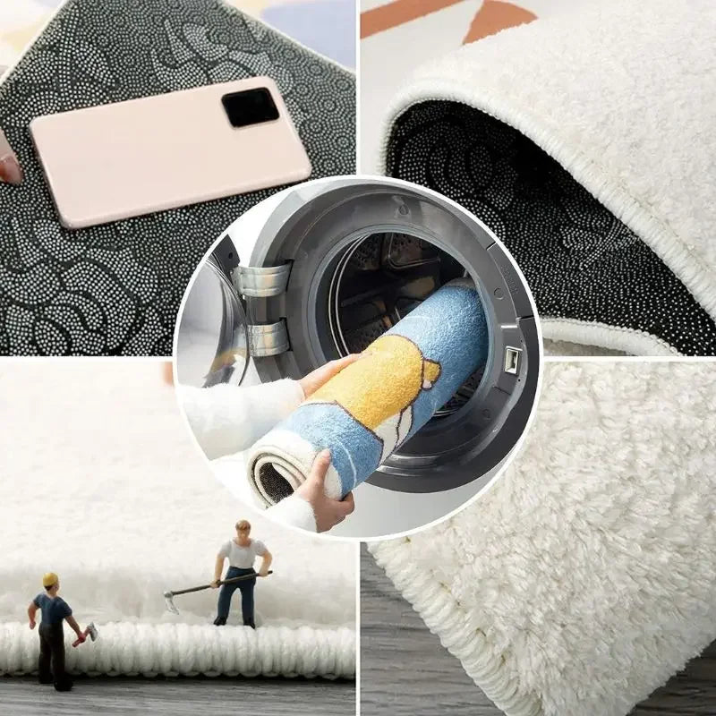 VIKAMA Blue Cartoon Salted Fish Carpet Soft And Washable Home Decor, Suitable For Rooms, Bedrooms, Entrances, And Kitchens