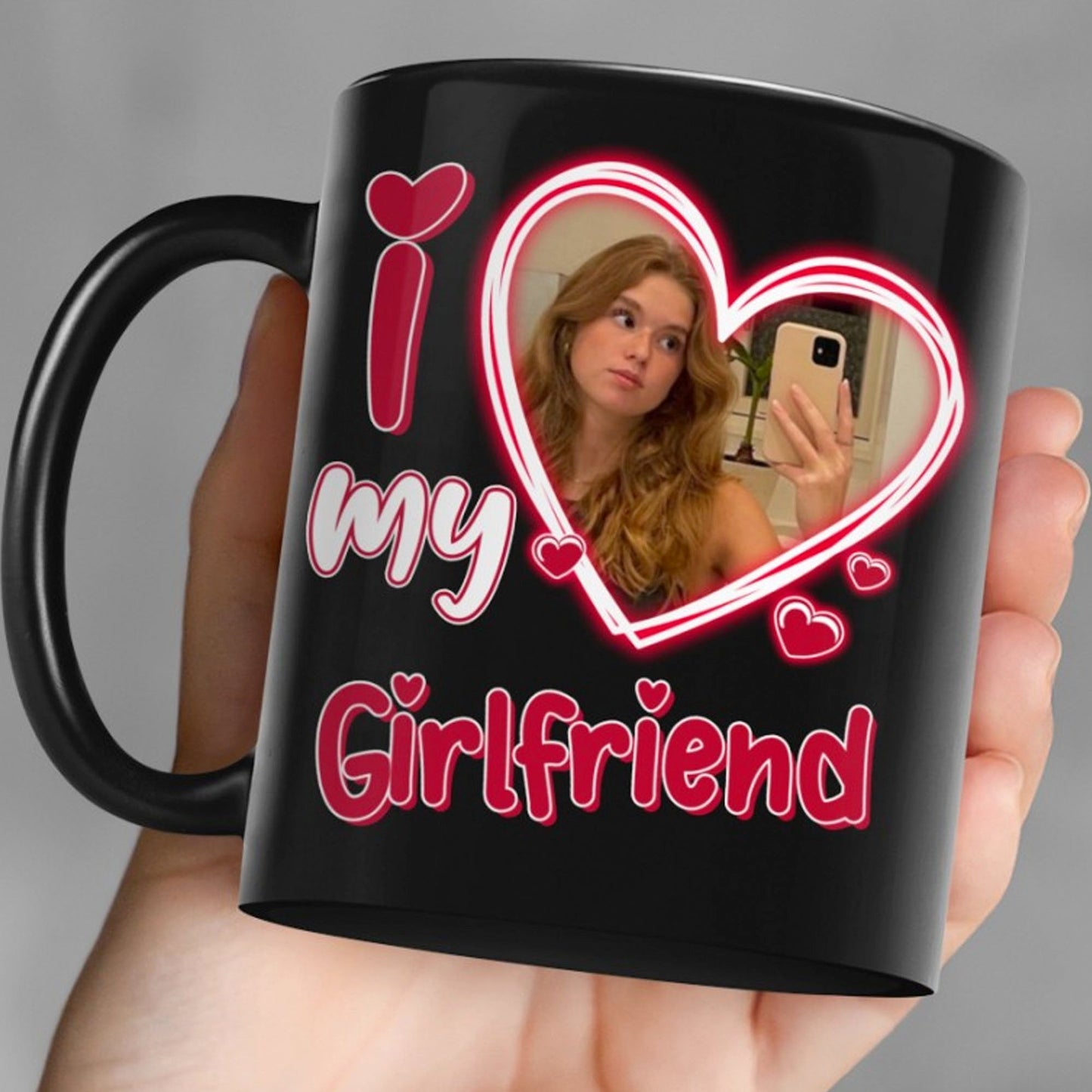 I Love My Girlfriend Boyfriend - Personalized Custom Photo Couple Black Mug - Gift For Couple, Valentines Day C877
