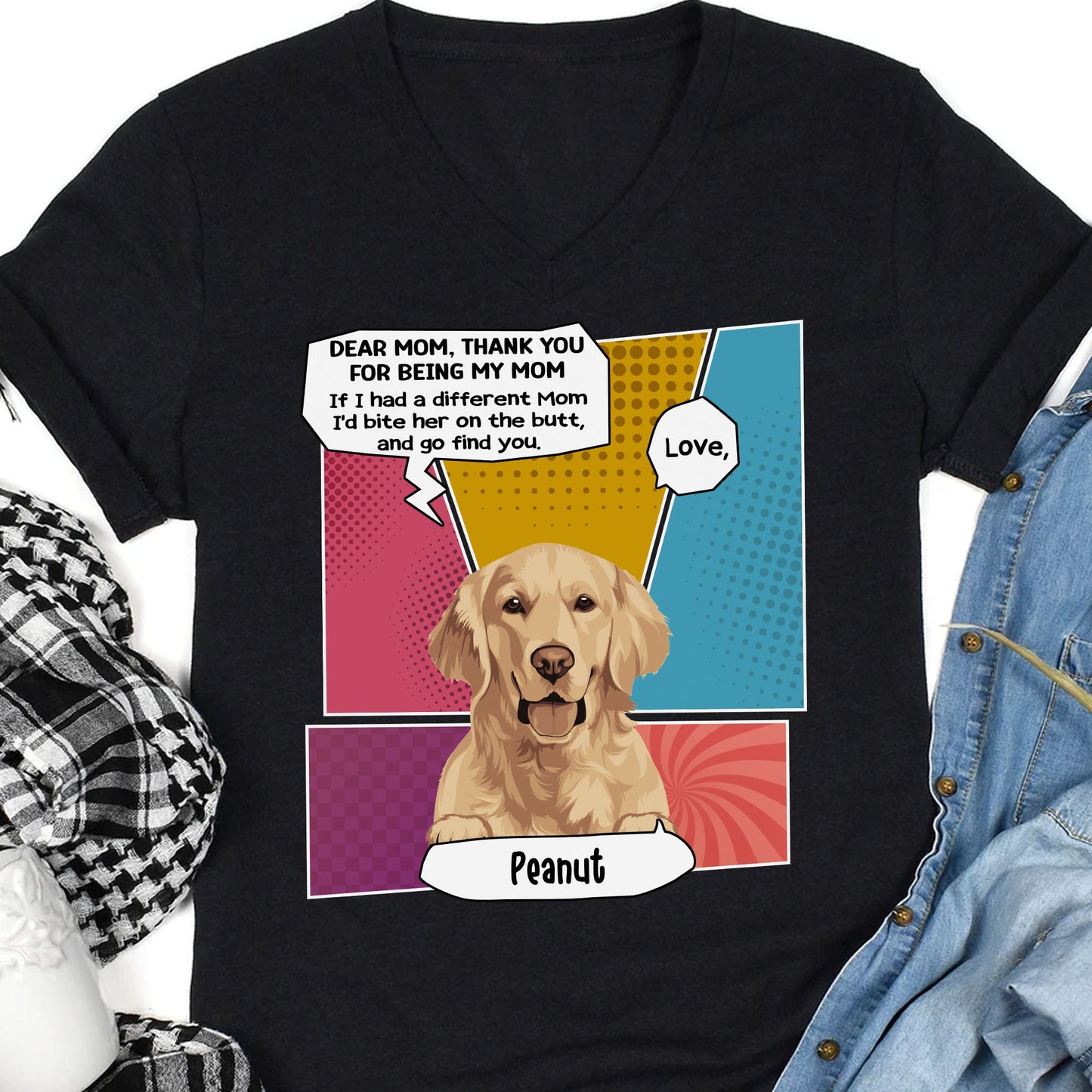 Bite The Butt Personalized Custom Photo Dog Cat Dark Shirt Gift For Dad Mom C763