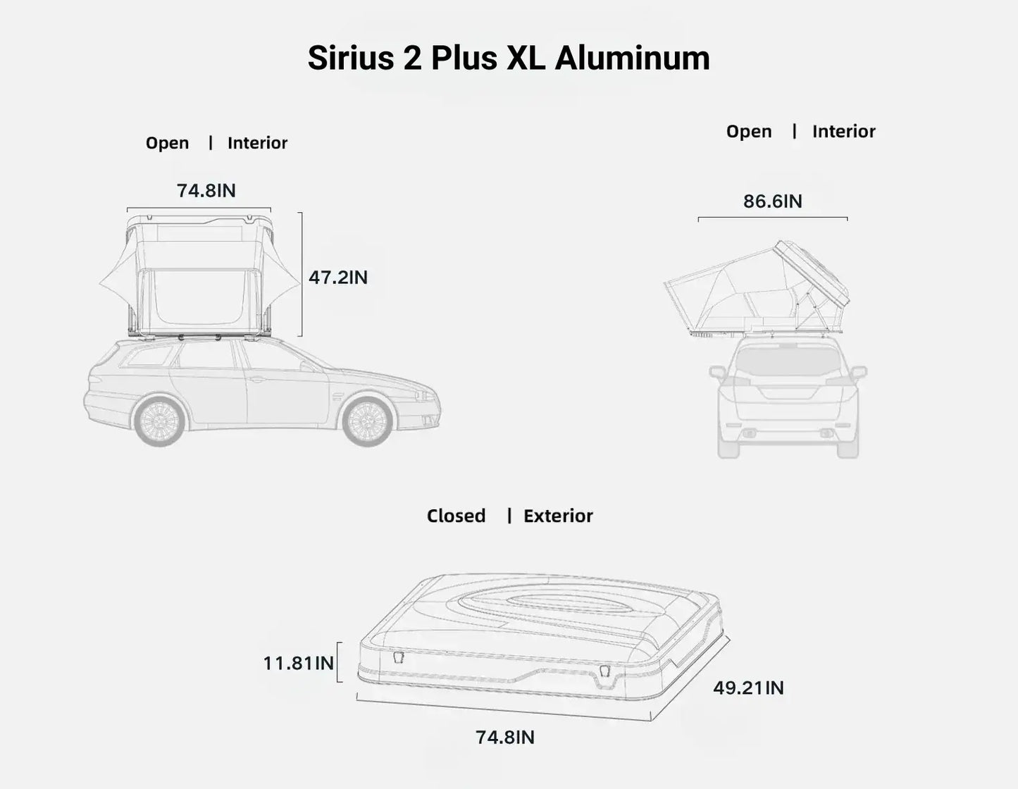 Naturnest Sirius 2 XL Aluminum Roof Top Tent