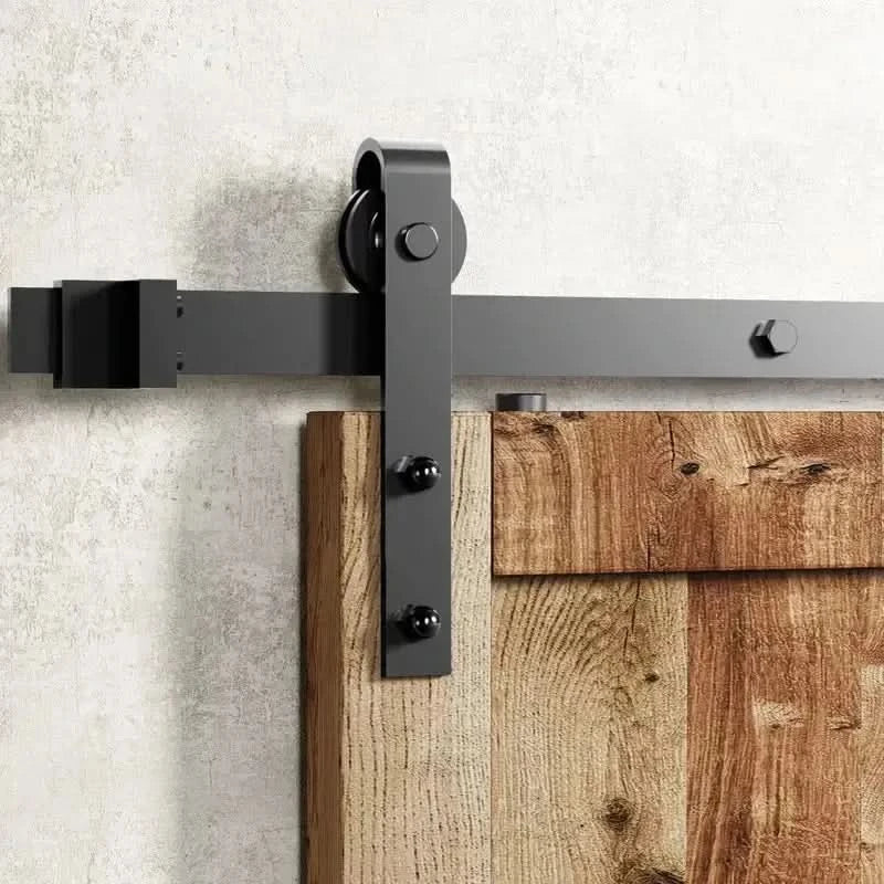 J-Strap Black Single Track Barn Door Hardware Kit