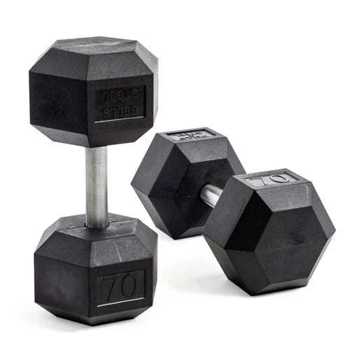 Bells of Steel Straight Handle Rubber Hex Dumbbell Sets