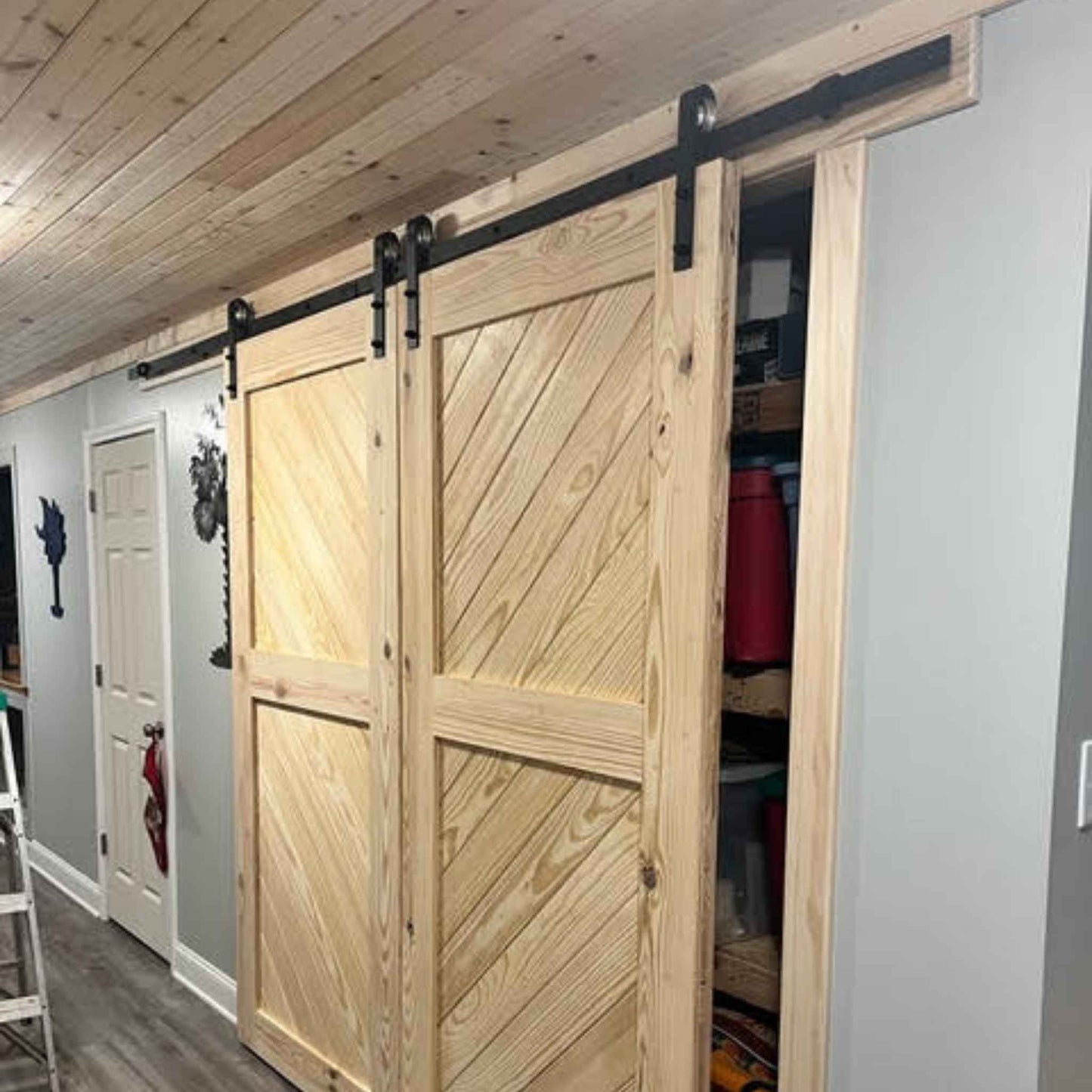 Slanted Double Barn Door Kit | Black Hardware
