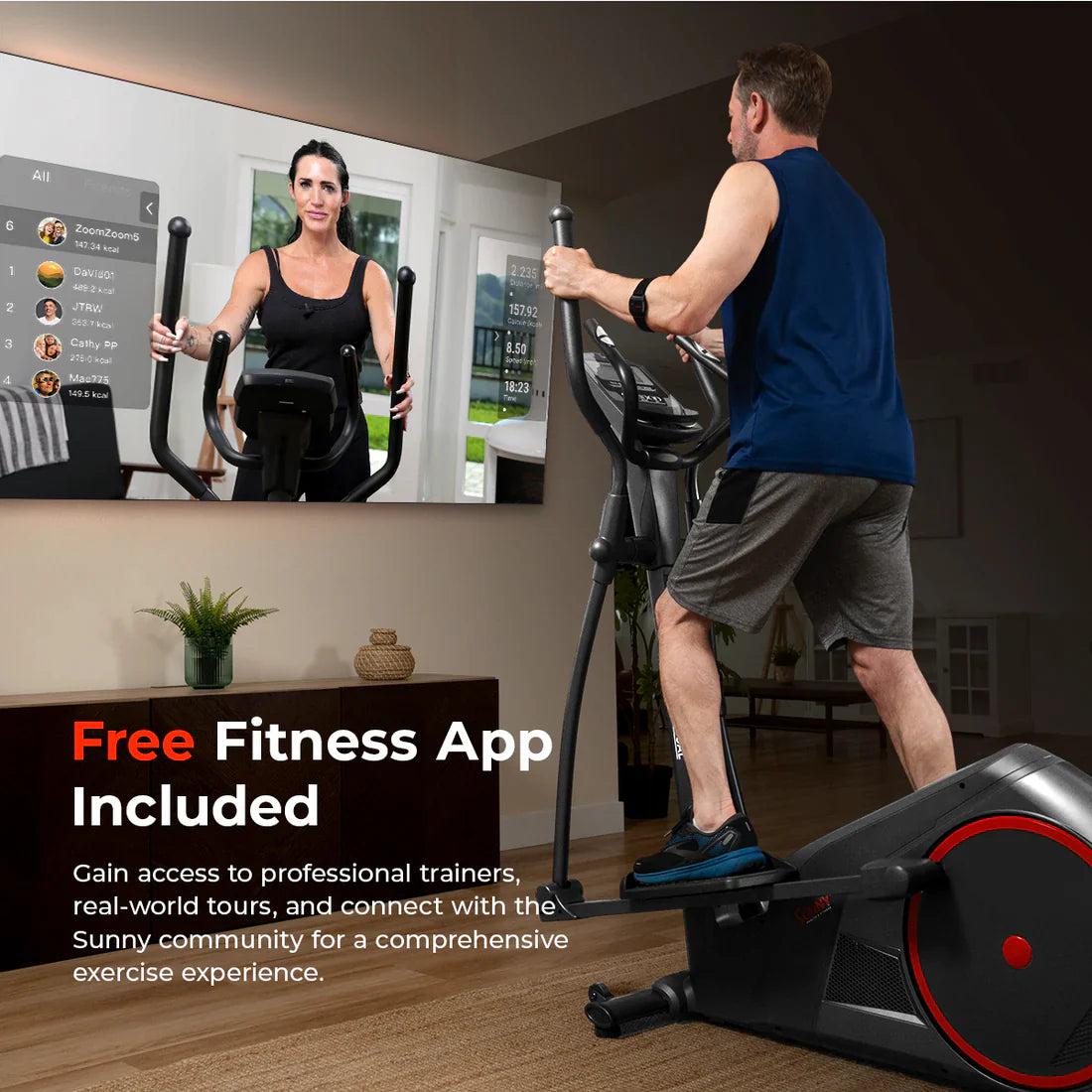 Smart Heavy-Duty Elliptical Training Machine by Sunny Health & Fitness