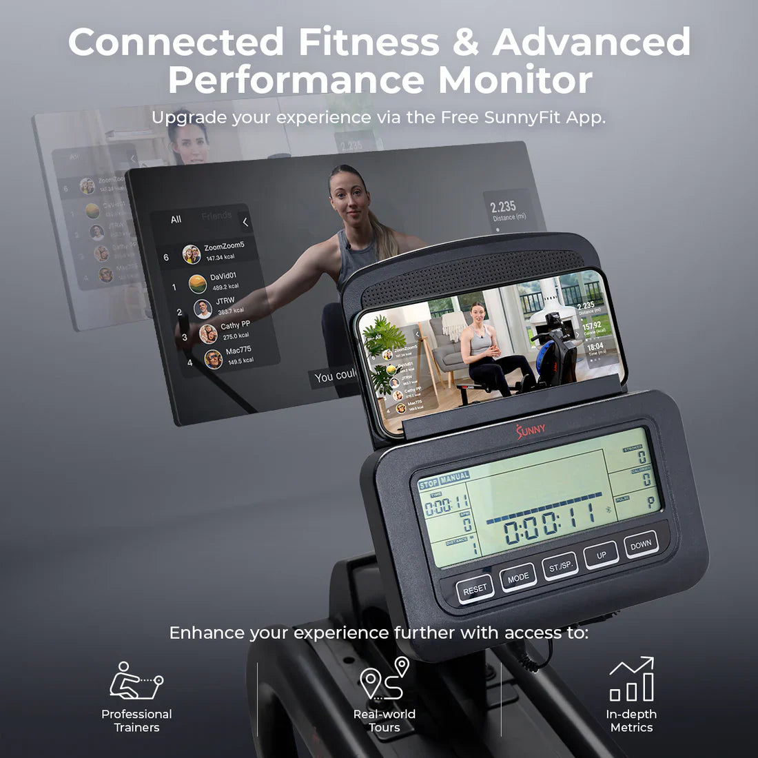 Phantom Hydro Premium SMART Water Rowing Machine by Sunny Health & Fitness