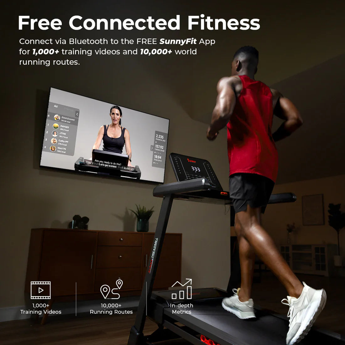 Advanced Heavy Duty Auto Incline Smart Treadmill by Sunny Health & Fitness