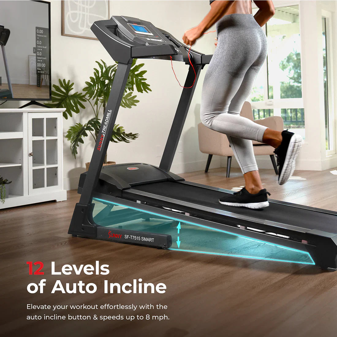 Premium Auto Incline Smart Treadmill by Sunny Health & Fitness