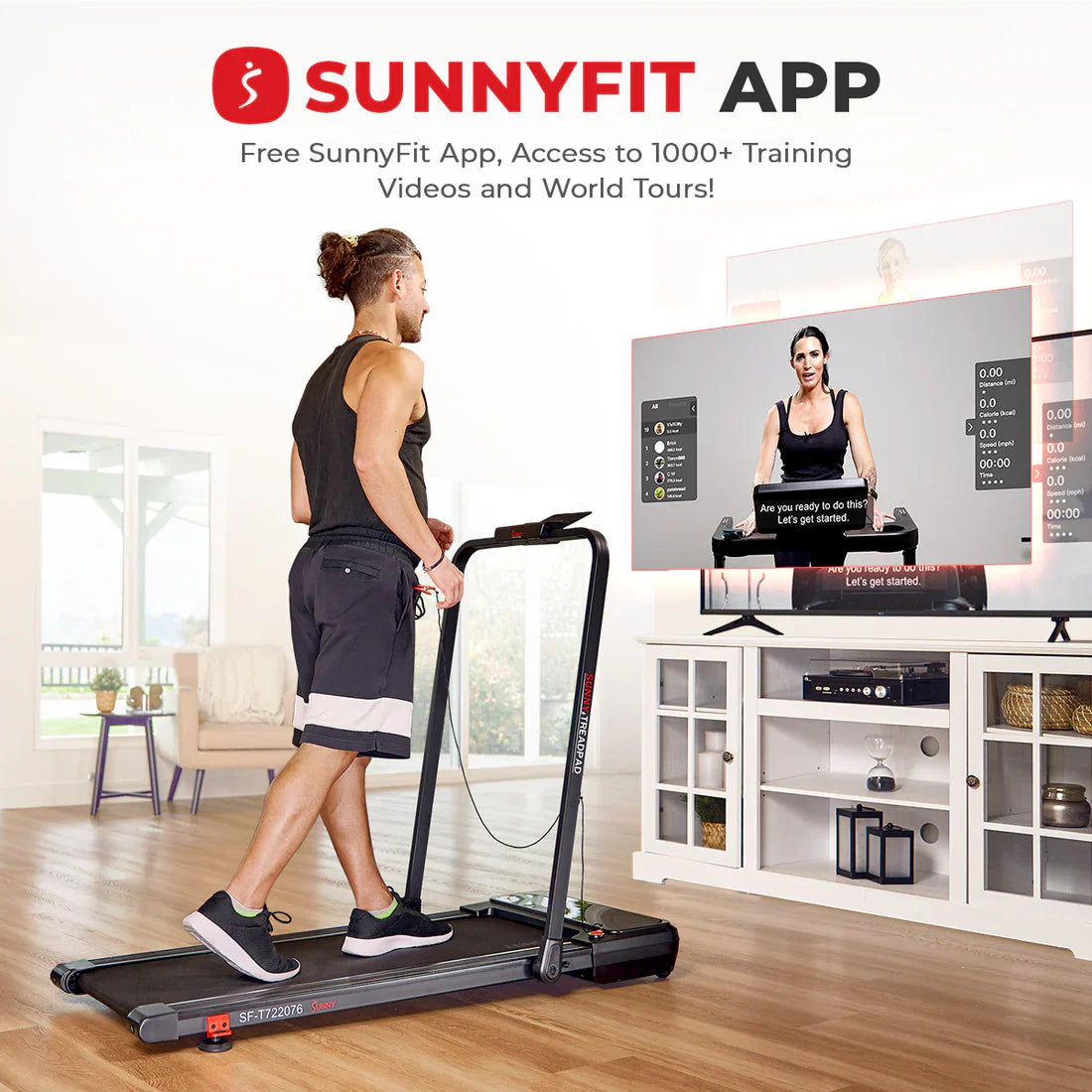 Pacer 2 in 1 Auto Incline Under Desk Walking/Running Smart Treadmill by Sunny Health & Fitness