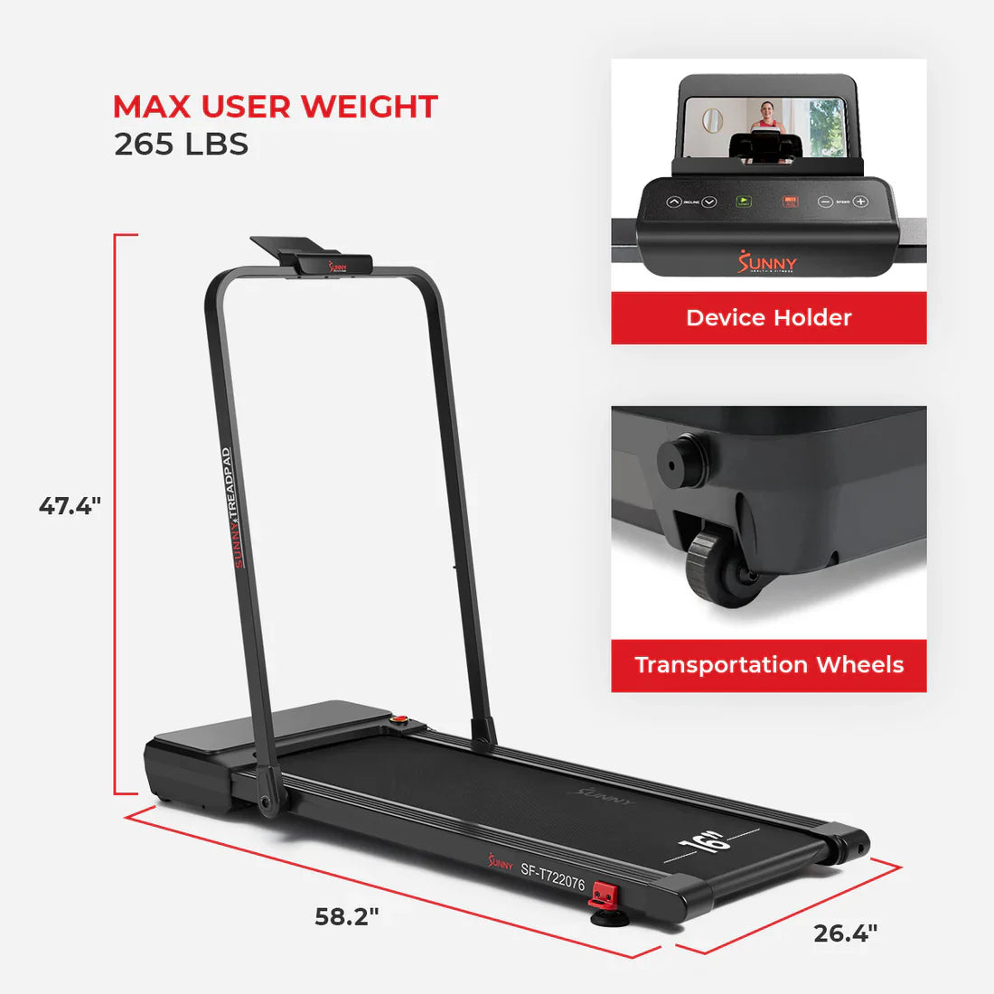 Pacer 2 in 1 Auto Incline Under Desk Walking/Running Smart Treadmill by Sunny Health & Fitness