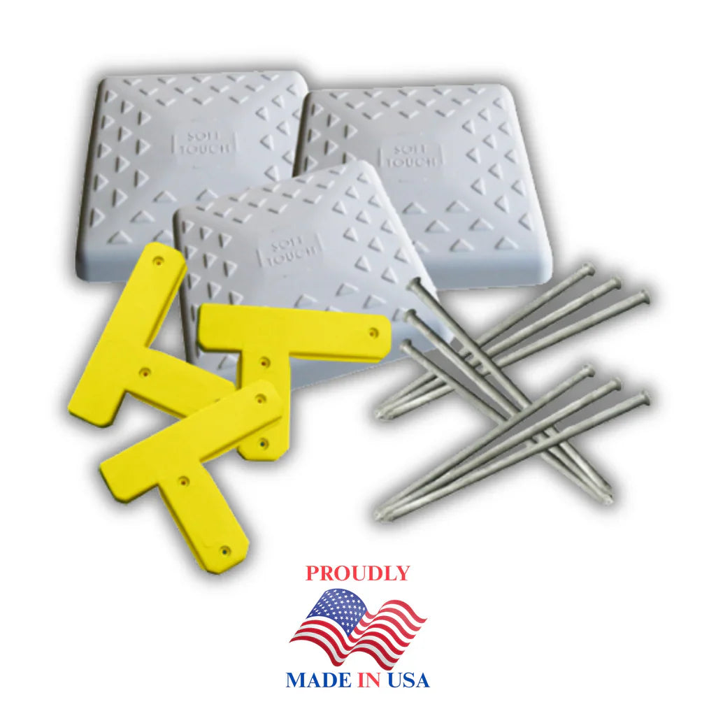 Soft Touch Set of 3, 14” Spike Down Base Covers and Mounting Tees with Spikes
