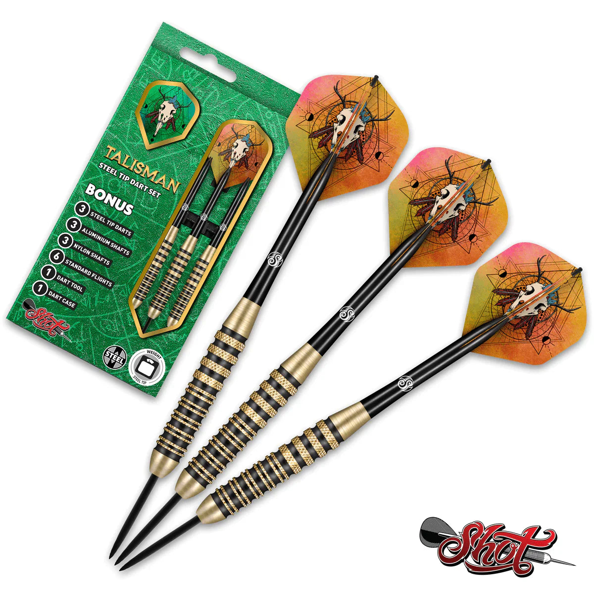 Shot Talisman Steel Tip Darts Set-High Performance Steel 24g