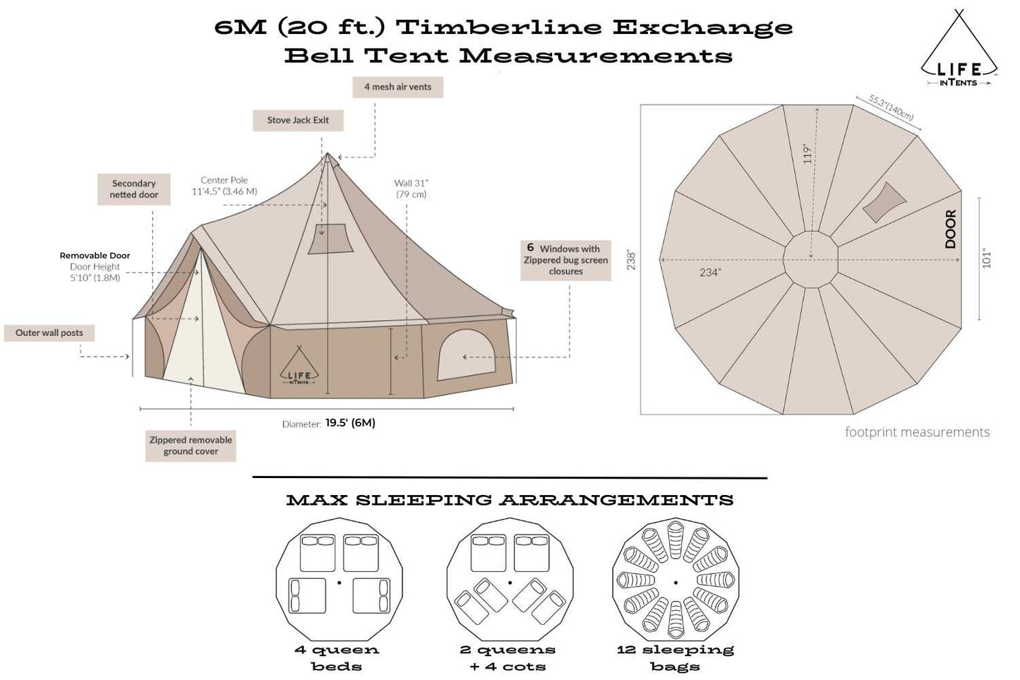 20' (6M) Timberline Exchange™ Bell Tent by Life in Tents