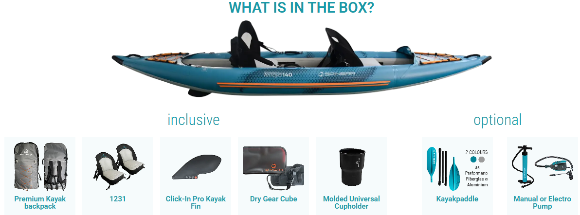 Spinera Tenaya 140 1-2 Person Inflatable Kayak [14 ft x 35.5 in]