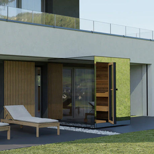 ThermaSol Vue Sauna Cabin - Fully Assembled Mirrored Glass Outdoor Sauna