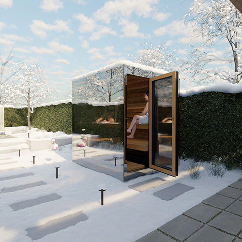 ThermaSol Vue Sauna Cabin - Fully Assembled Mirrored Glass Outdoor Sauna