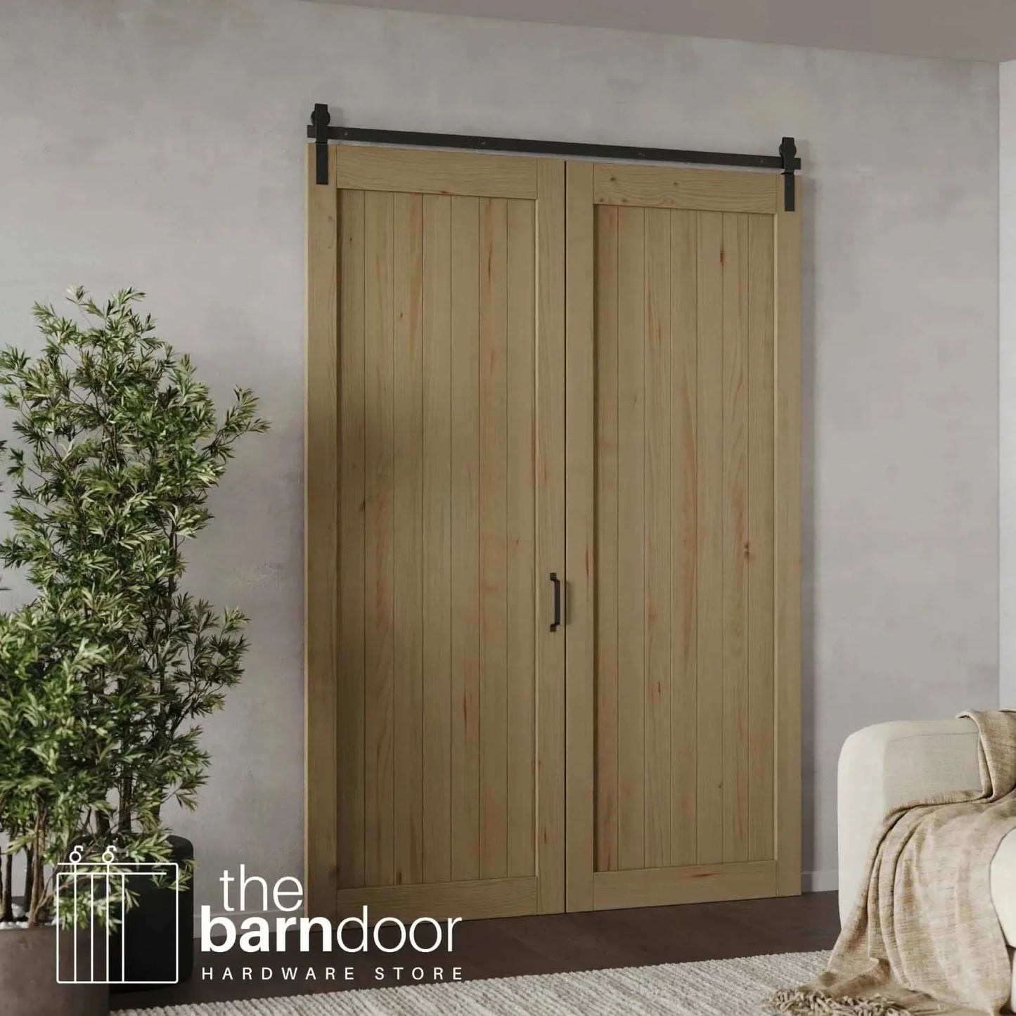 Modern J Top Mount Bifold Barn Door Hardware Kit | 2 Door Kit