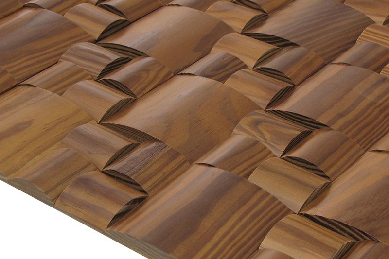 US Pine Pattern Straw Thermowood Mesh-mounted Mosaic Wall Tile - Livfloors Collection