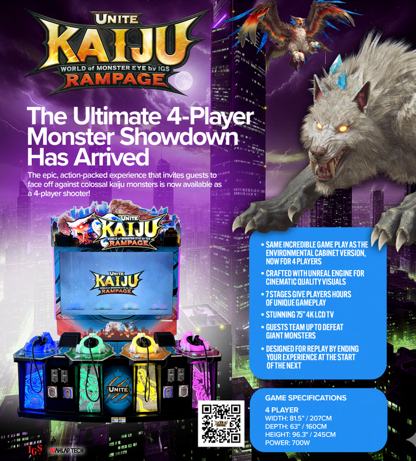 LAI Games Unite Kaiju Rampage 4 Player Arcade Game