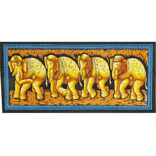 Elephant Herd Batik Wall Banner Table Runner Boho Cotton