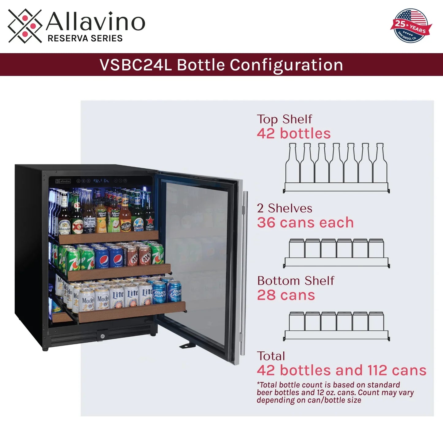 Allavino 24" Wide Reserva Series Stainless Steel Beverage Center