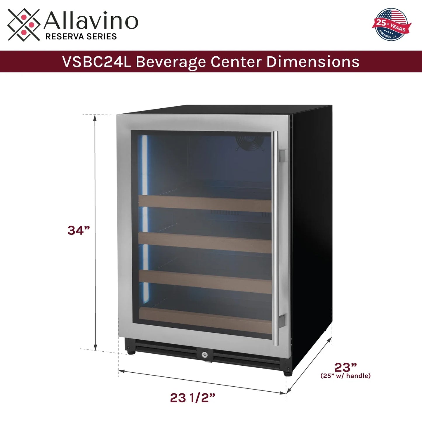 Allavino 24" Wide Reserva Series Stainless Steel Beverage Center