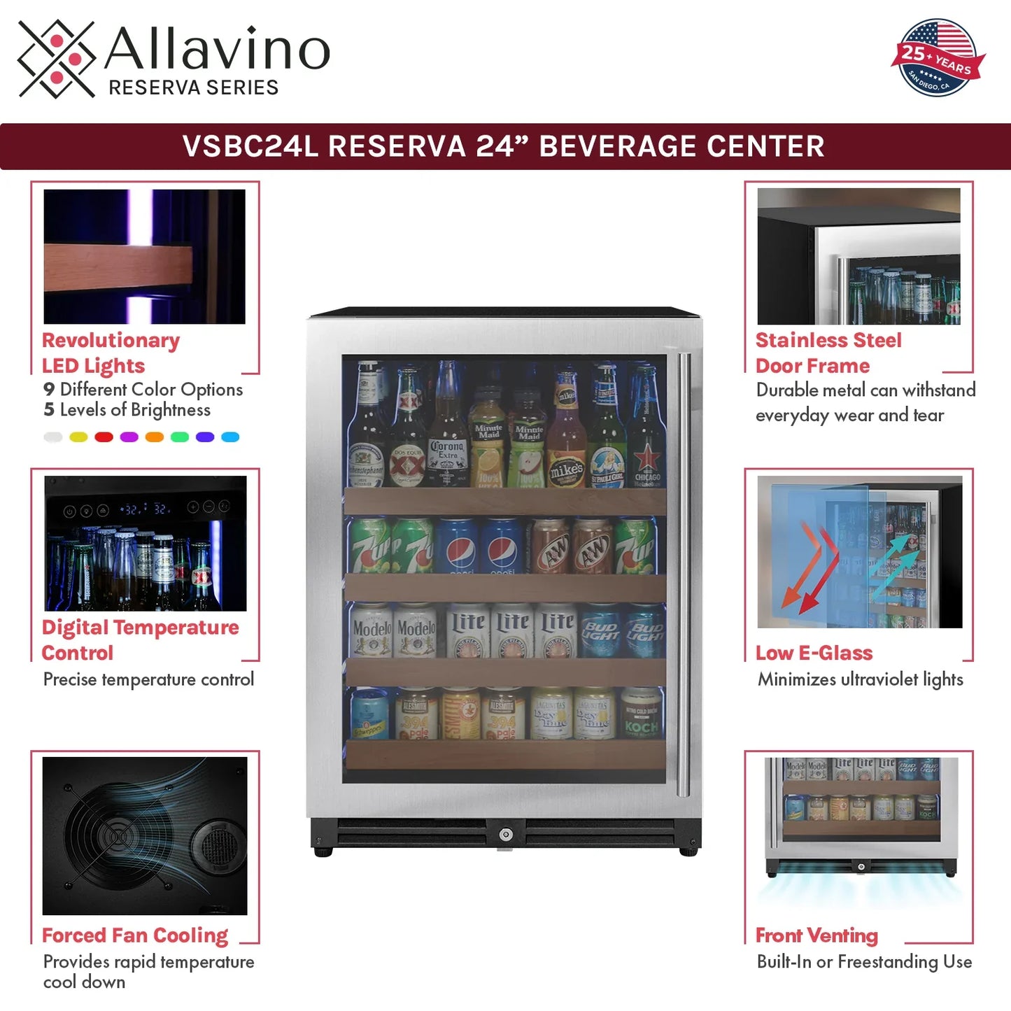 Allavino 24" Wide Reserva Series Stainless Steel Beverage Center