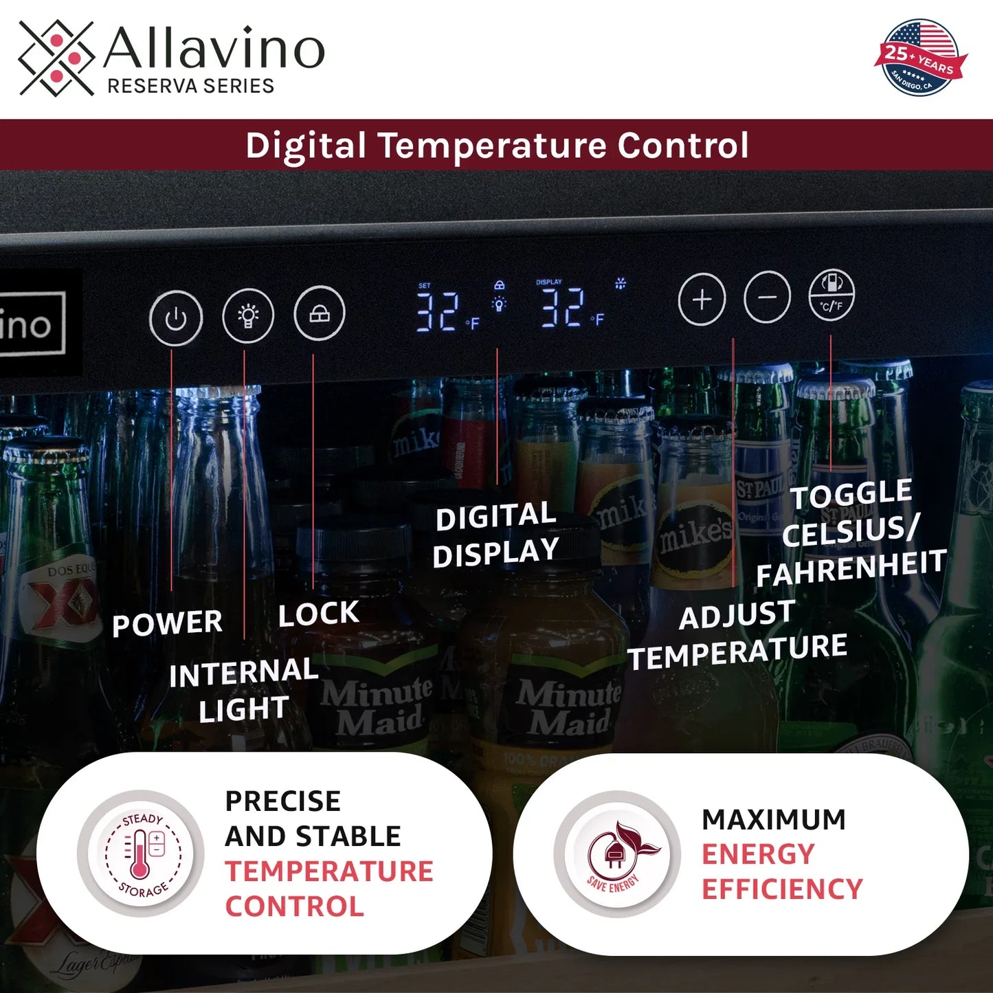 Allavino 24" Wide Reserva Series Stainless Steel Beverage Center