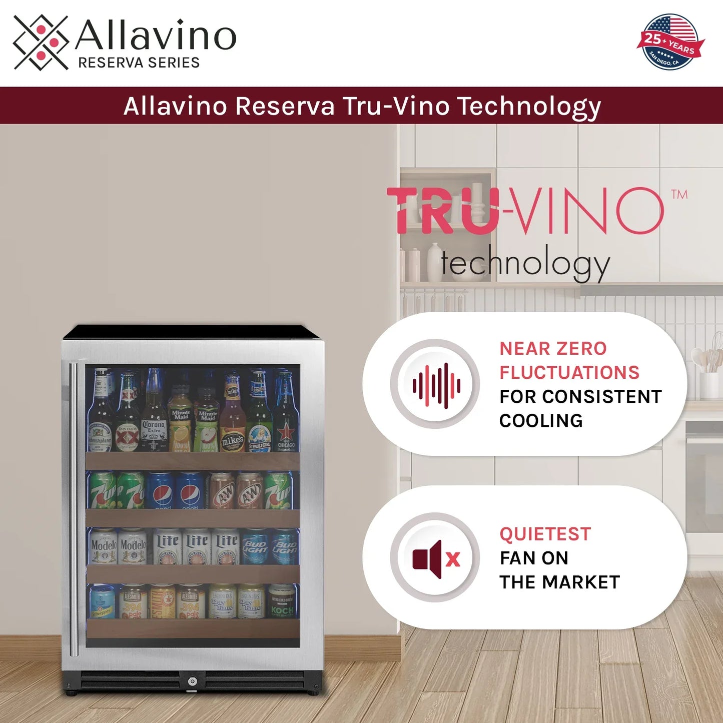 Allavino 24" Wide Reserva Series Stainless Steel Beverage Center