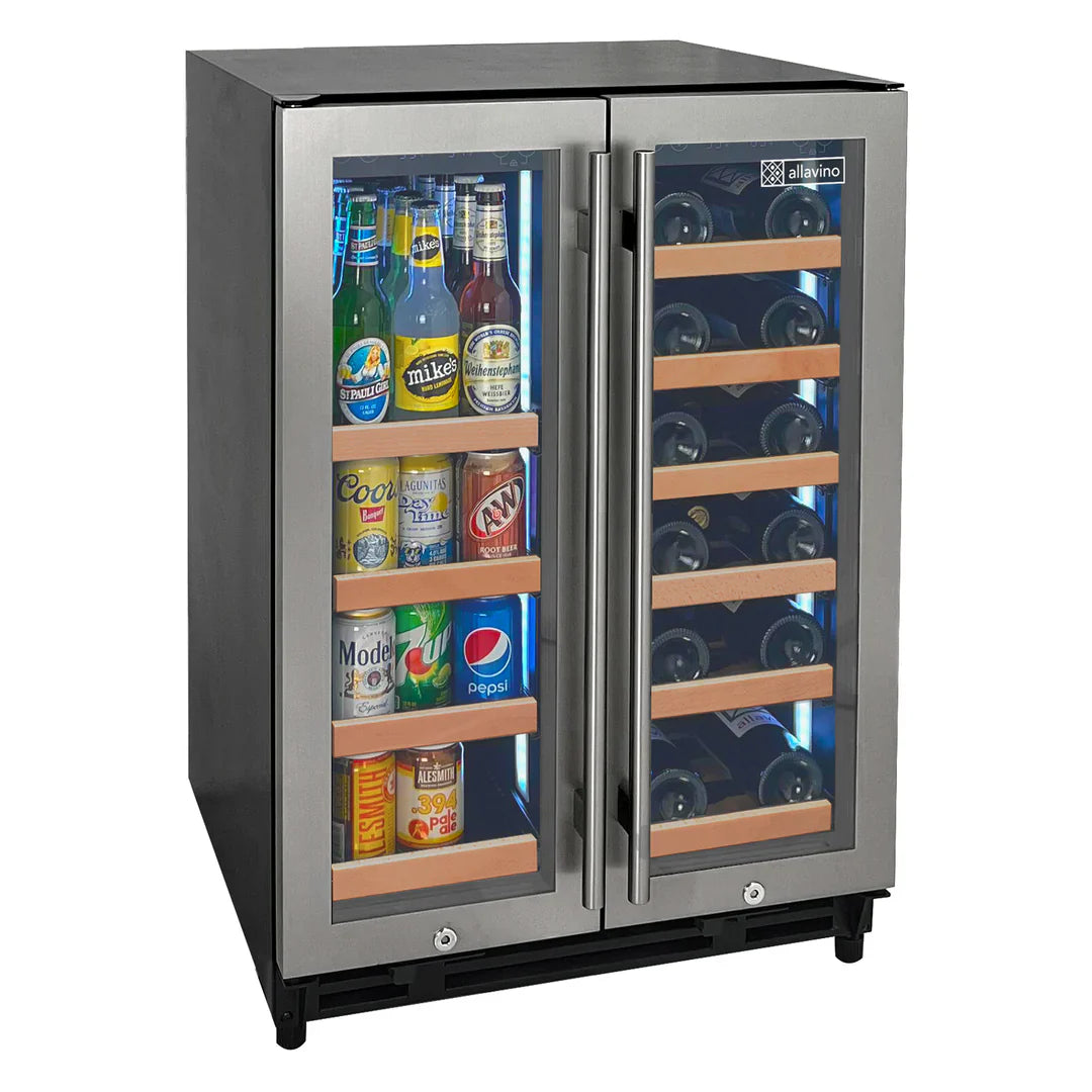 Allavino Reserva Series 24" Wide Two Door Stainless Steel Wine Refrigerator/Beverage Center