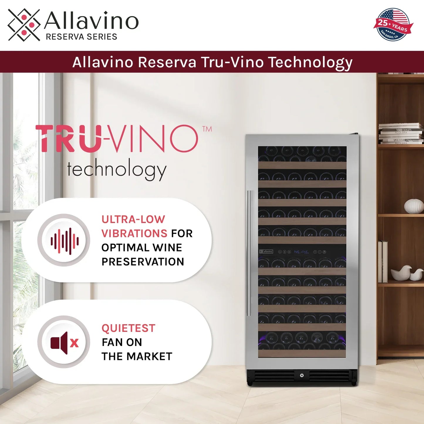 Allavino 119 Bottle 55" Tall Stainless Steel Wine Refrigerator