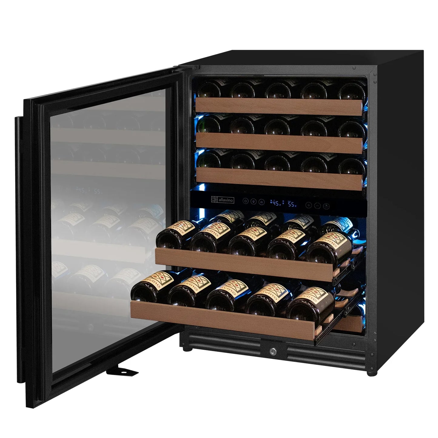 Allavino Reserva Series 56 Bottle Built-in Luxury Wine Refrigerator with Black Door