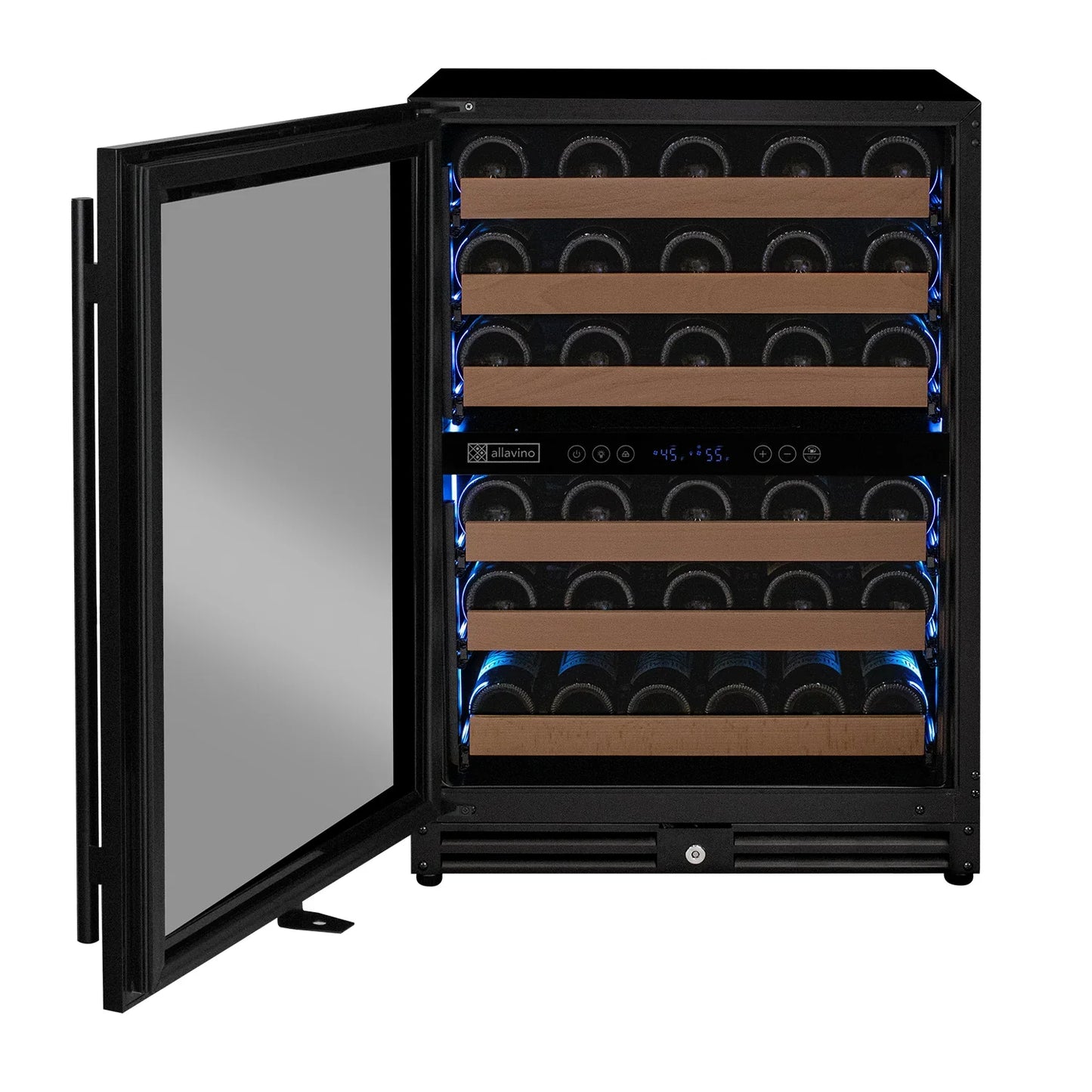 Allavino Reserva Series 56 Bottle Built-in Luxury Wine Refrigerator with Black Door