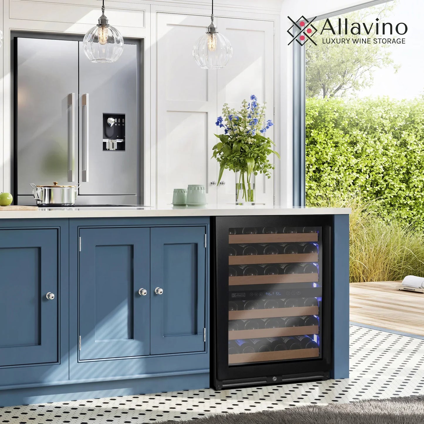 Allavino Reserva Series 56 Bottle Built-in Luxury Wine Refrigerator with Black Door