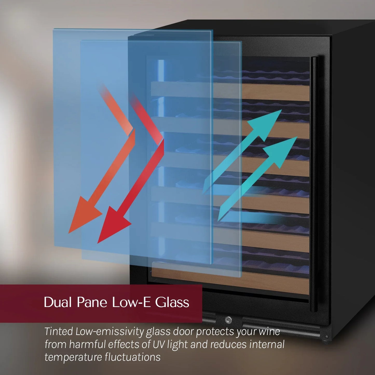 Allavino Reserva Series 56 Bottle Built-in Luxury Wine Refrigerator with Black Door