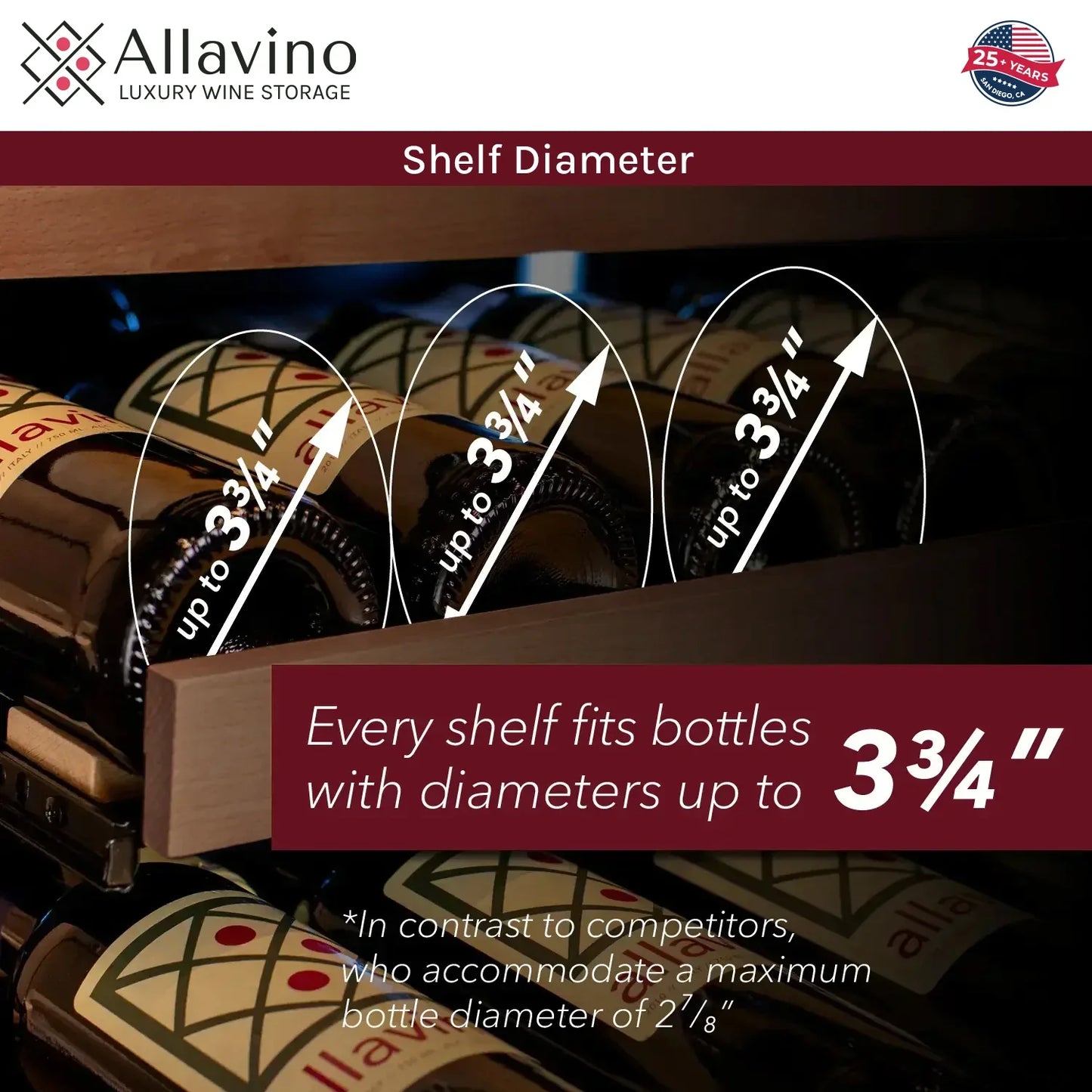 Allavino Reserva Series 56 Bottle Built-in Luxury Wine Refrigerator with Black Door