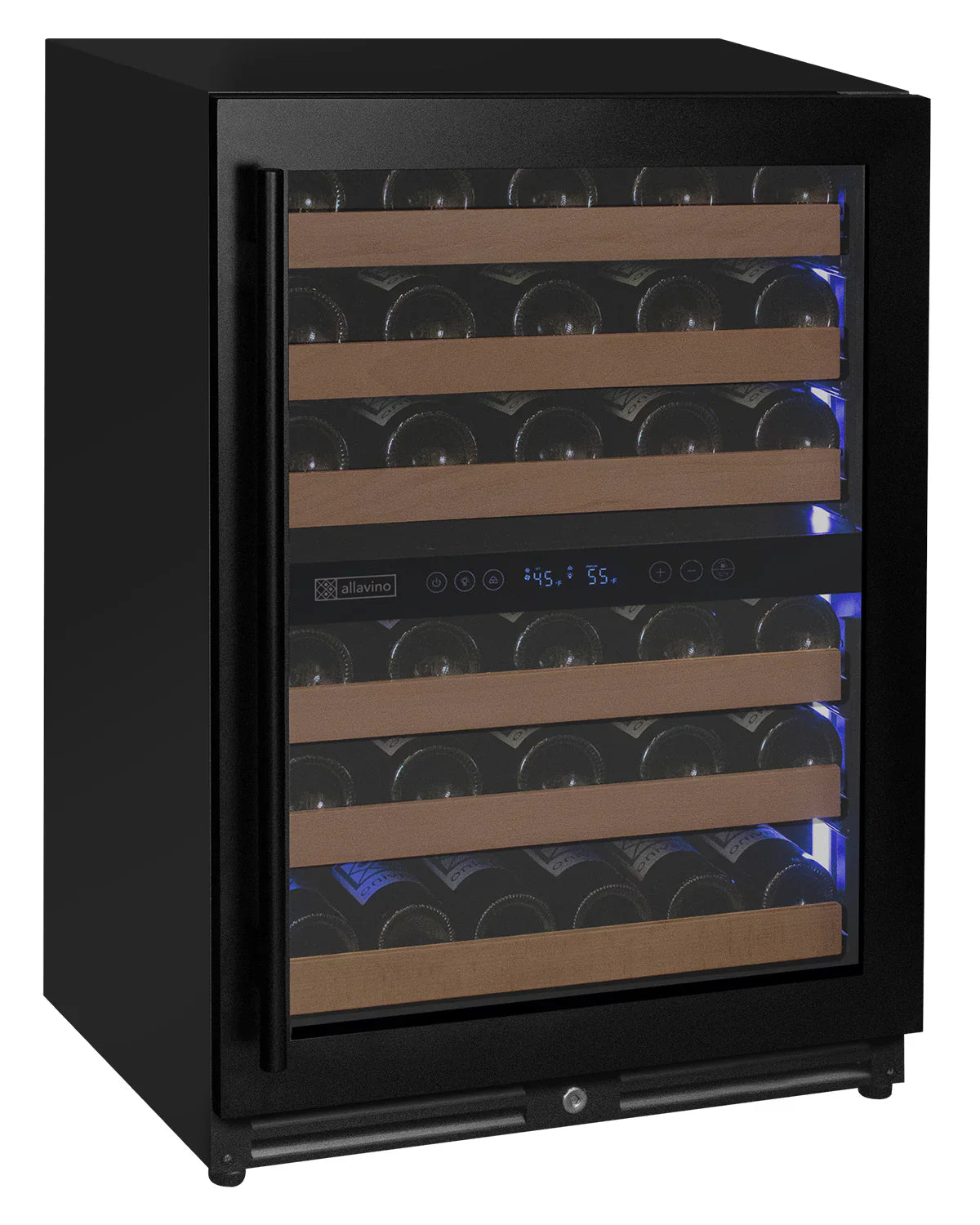 Allavino Reserva Series 56 Bottle Built-in Luxury Wine Refrigerator with Black Door
