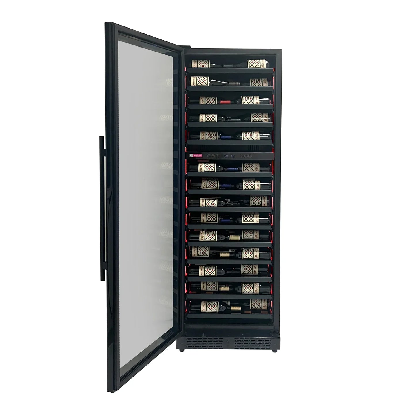 Allavino Reserva Series 67 Bottle 71" Tall Dual Zone Black Shallow Wine Cooler Refrigerator Console