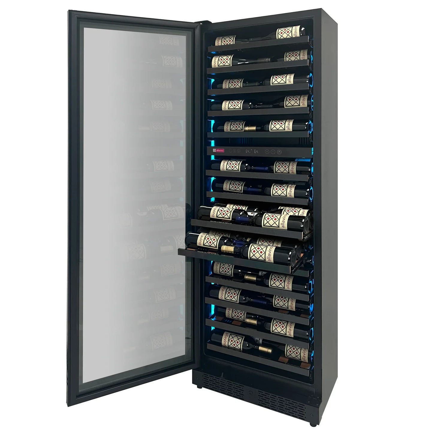 Allavino Reserva Series 67 Bottle 71" Tall Dual Zone Black Shallow Wine Cooler Refrigerator Console