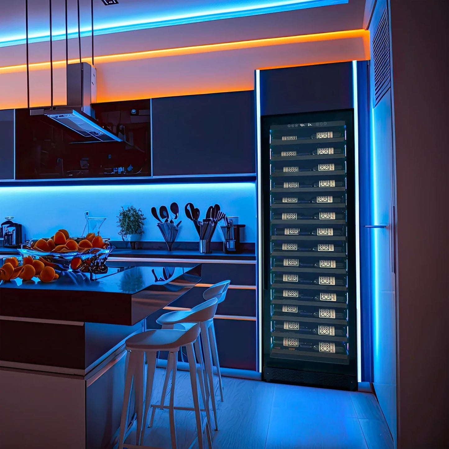 Allavino Reserva Series 67 Bottle 71" Tall Single Zone Black Shallow Wine Cooler Refrigerator Console