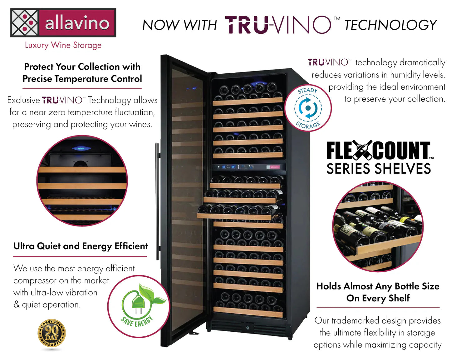 Allavino 24" Wide FlexCount II Tru-Vino 172 Bottle Dual Zone Wine Refrigerator