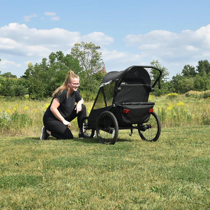 Wike Premium Suspension Bike Trailer – Black - Includes Stroller & Jogger Kit