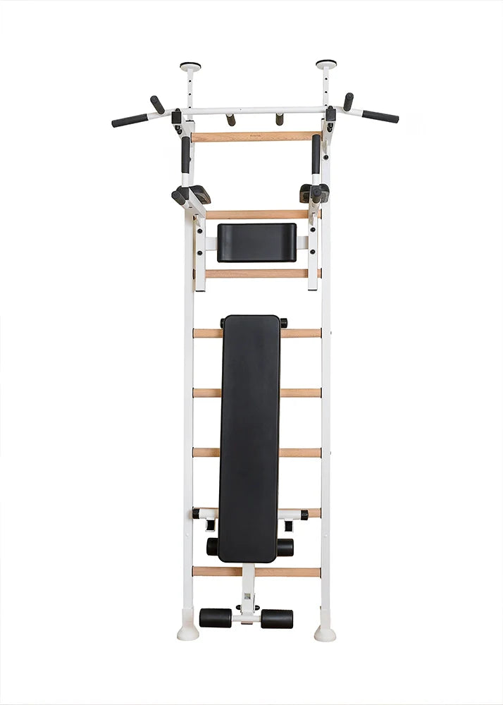 BenchK 523 Wall Mounted Gymnastic Wall Bars with Workout Bench and Pull-Up Bar