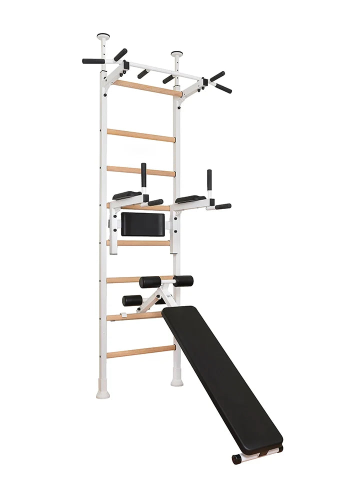 BenchK 523 Wall Mounted Gymnastic Wall Bars with Workout Bench and Pull-Up Bar