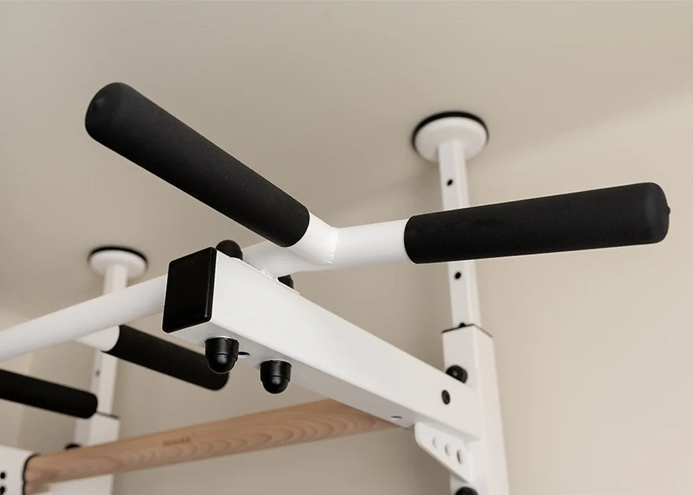BenchK 523 Wall Mounted Gymnastic Wall Bars with Workout Bench and Pull-Up Bar