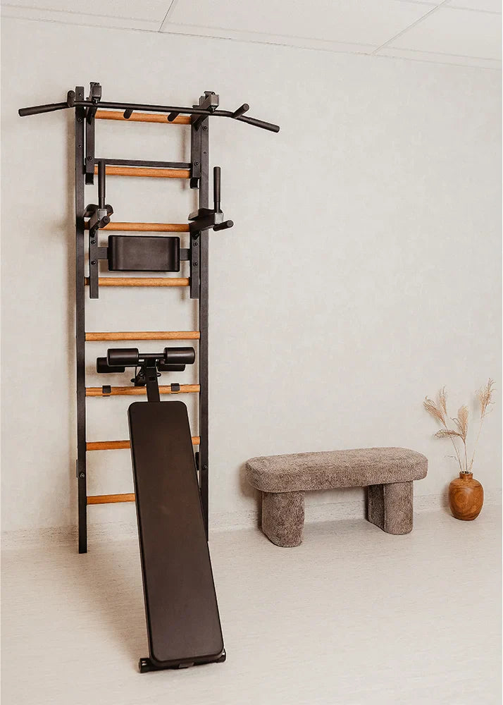 BenchK 233 Gymnastic Wall Bars with Workout Bench, Pull-up and Dip Bar