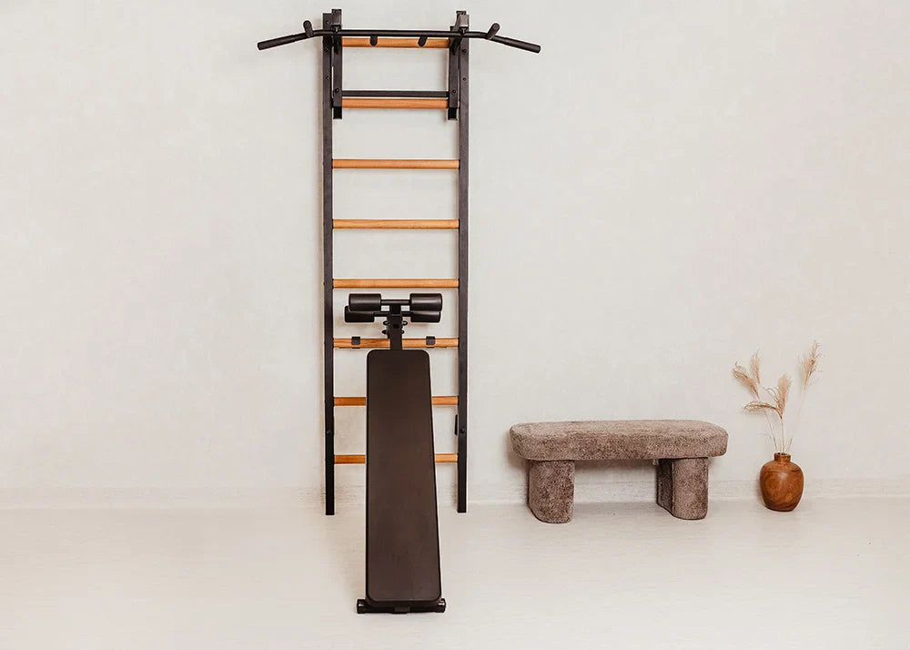 BenchK 233 Gymnastic Wall Bars with Workout Bench, Pull-up and Dip Bar