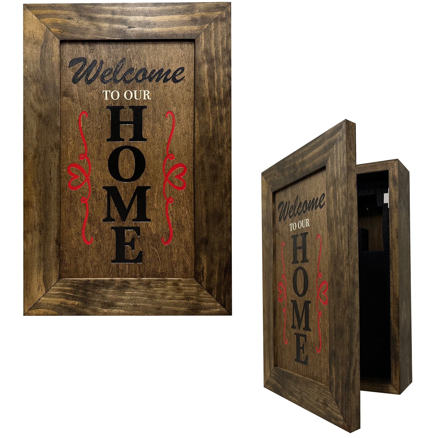 Hidden Gun Storage Cabinet Welcome to Our Home, Jacobean | Concealed Pistol Safe, Concealment Furniture, Handmade in the USA, Home Self Defense