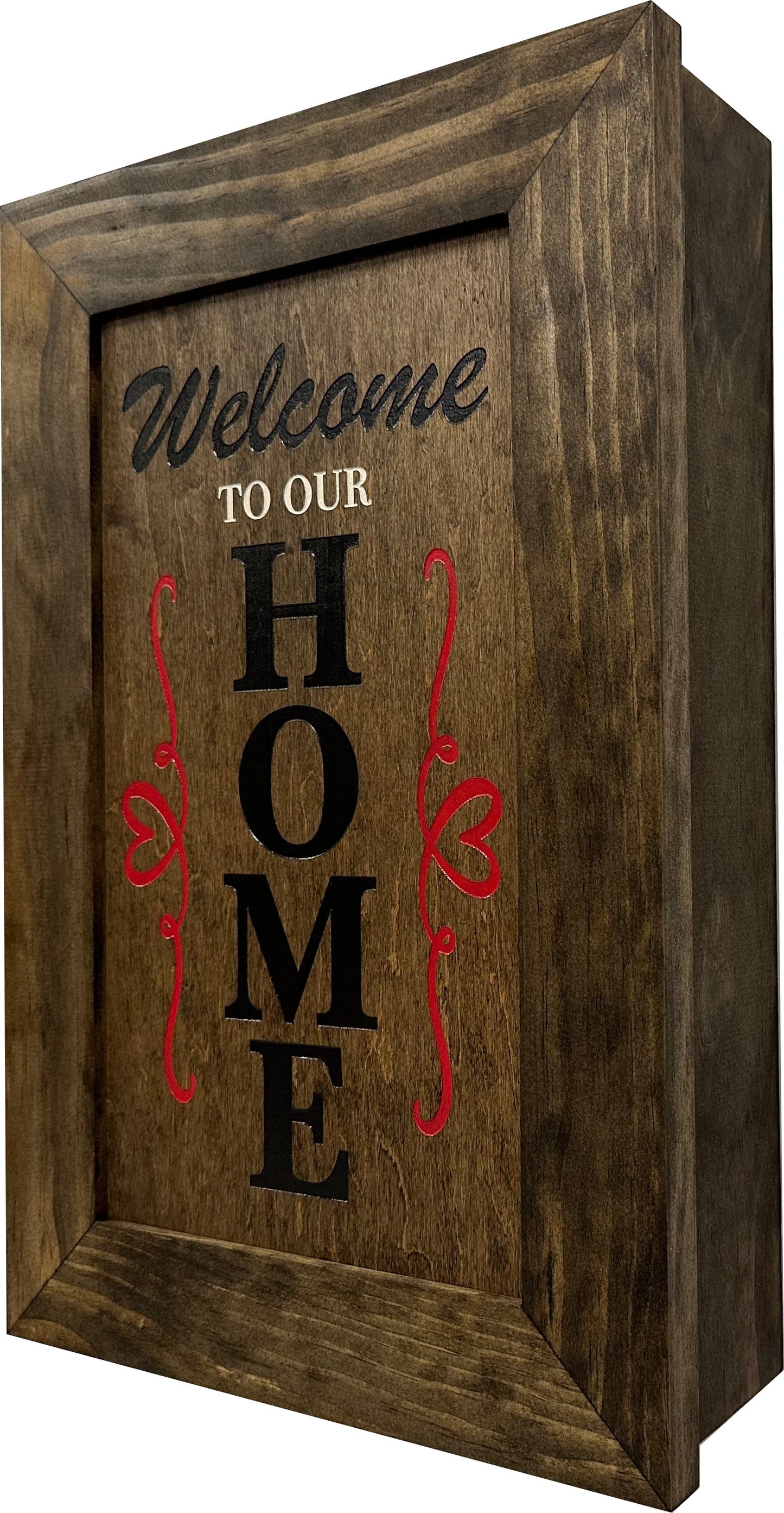 Hidden Gun Storage Cabinet Welcome to Our Home, Jacobean | Concealed Pistol Safe, Concealment Furniture, Handmade in the USA, Home Self Defense