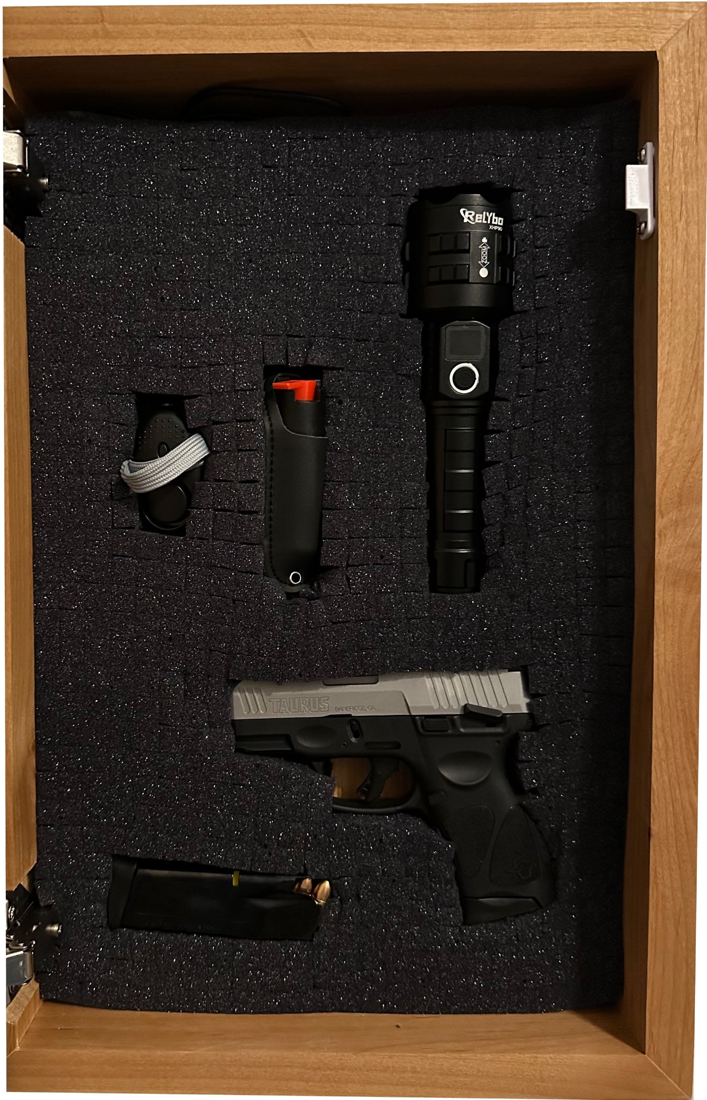 Hidden Gun Storage Cabinet Welcome to Our Home, Jacobean | Concealed Pistol Safe, Concealment Furniture, Handmade in the USA, Home Self Defense